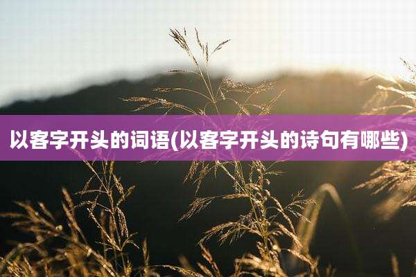 以客字开头的词语(以客字开头的诗句有哪些)