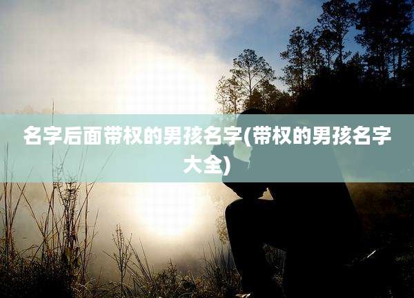 名字后面带权的男孩名字(带权的男孩名字大全)