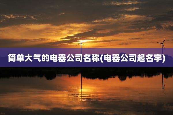 简单大气的电器公司名称(电器公司起名字)