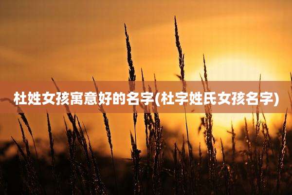 杜姓女孩寓意好的名字(杜字姓氏女孩名字)
