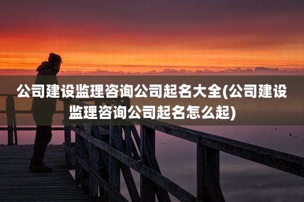 公司建设监理咨询公司起名大全(公司建设监理咨询公司起名怎么起)