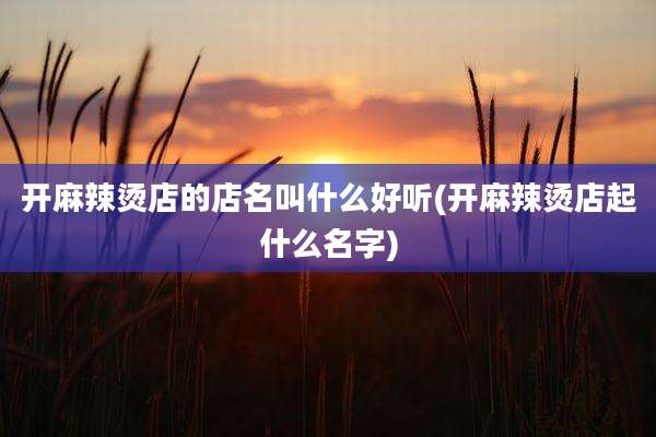 开麻辣烫店的店名叫什么好听(开麻辣烫店起什么名字)