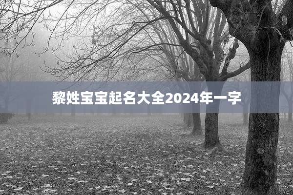 黎姓宝宝起名大全2024年一字