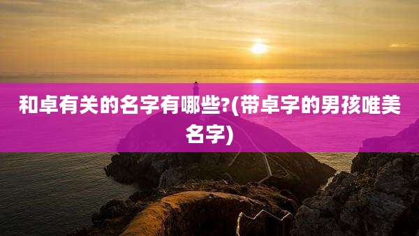 和卓有关的名字有哪些?(带卓字的男孩唯美名字)