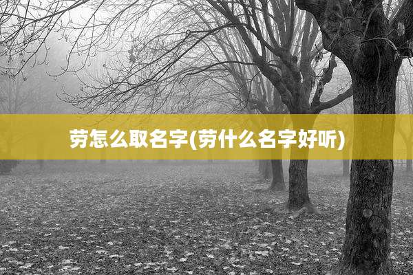 劳怎么取名字(劳什么名字好听)