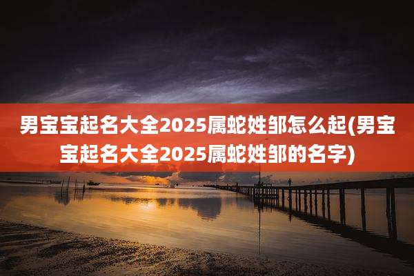 男宝宝起名大全2025属蛇姓邹怎么起(男宝宝起名大全2025属蛇姓邹的名字)