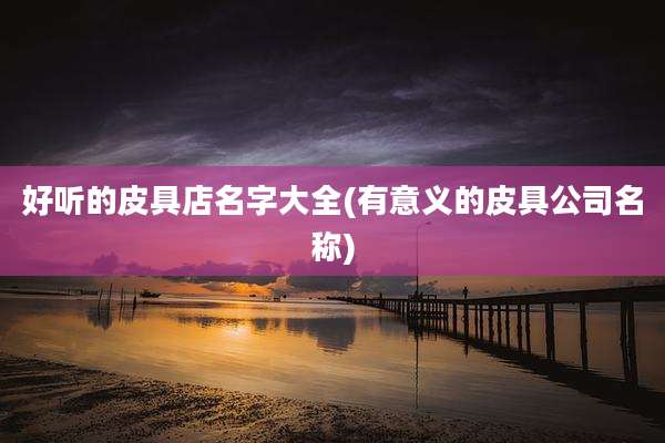 好听的皮具店名字大全(有意义的皮具公司名称)