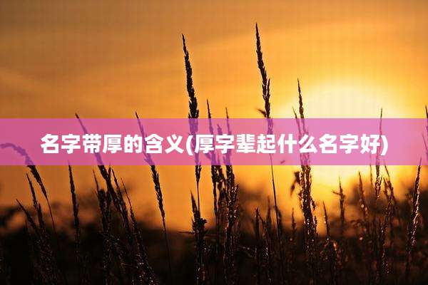 名字带厚的含义(厚字辈起什么名字好)
