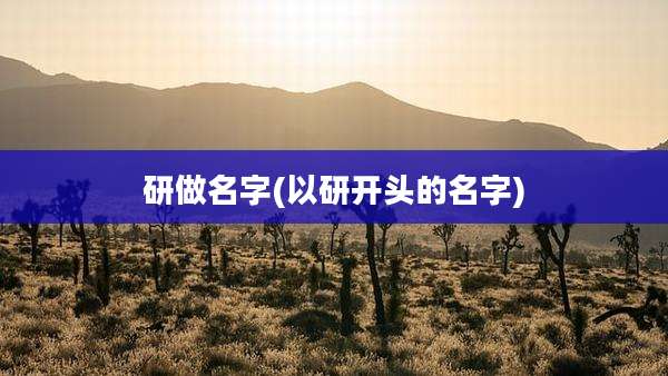 研做名字(以研开头的名字)