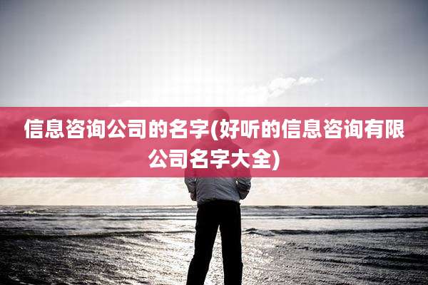 信息咨询公司的名字(好听的信息咨询有限公司名字大全)