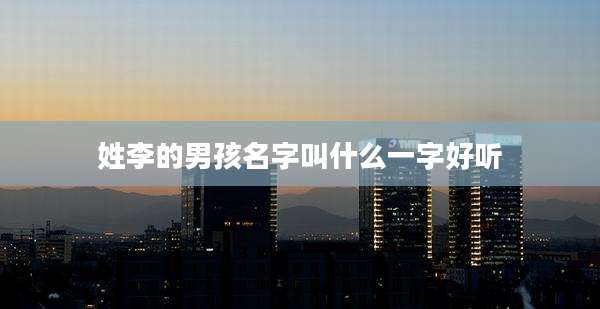 姓李的男孩名字叫什么一字好听