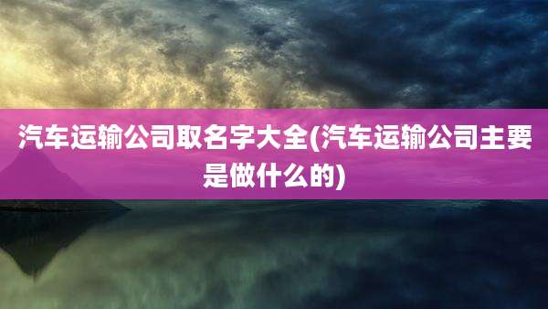 汽车运输公司取名字大全(汽车运输公司主要是做什么的)