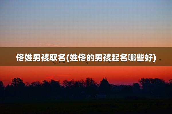 佟姓男孩取名(姓佟的男孩起名哪些好)