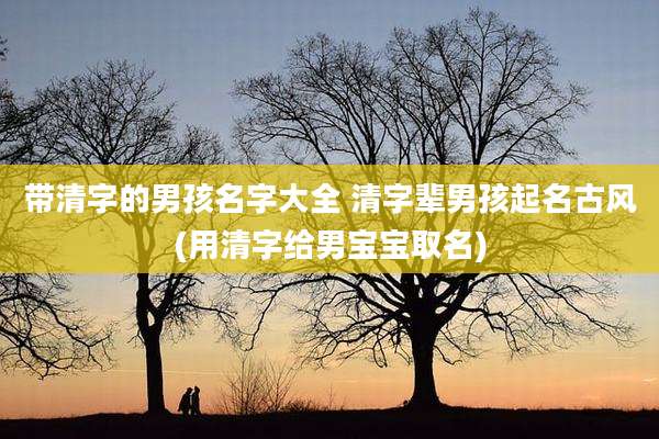 带清字的男孩名字大全 清字辈男孩起名古风(用清字给男宝宝取名)