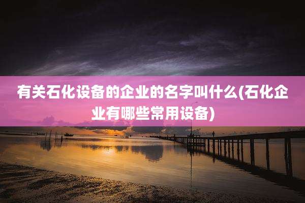 有关石化设备的企业的名字叫什么(石化企业有哪些常用设备)