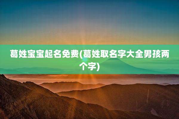 葛姓宝宝起名免费(葛姓取名字大全男孩两个字)