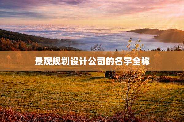 景观规划设计公司的名字全称