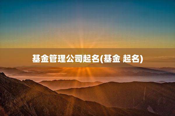 基金管理公司起名(基金 起名)