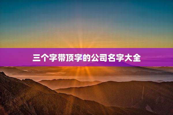 三个字带顶字的公司名字大全