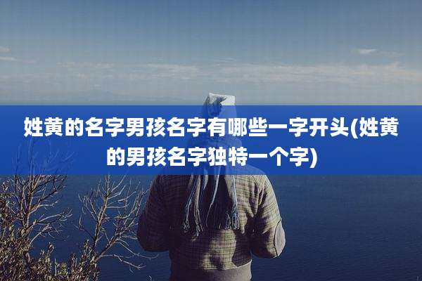 姓黄的名字男孩名字有哪些一字开头(姓黄的男孩名字独特一个字)