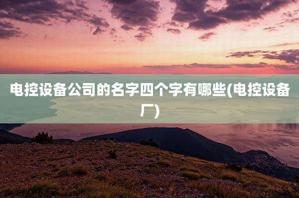 电控设备公司的名字四个字有哪些(电控设备厂)