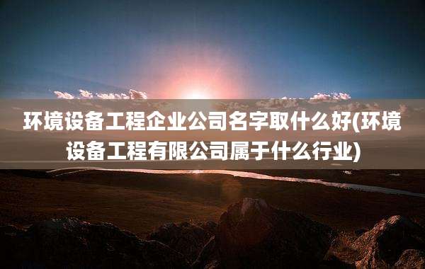 环境设备工程企业公司名字取什么好(环境设备工程有限公司属于什么行业)