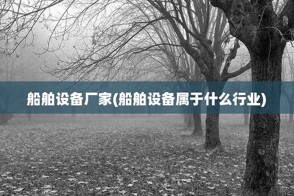 船舶设备厂家(船舶设备属于什么行业)