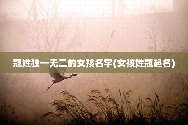 寇姓独一无二的女孩名字(女孩姓寇起名)