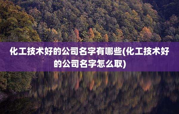 化工技术好的公司名字有哪些(化工技术好的公司名字怎么取)