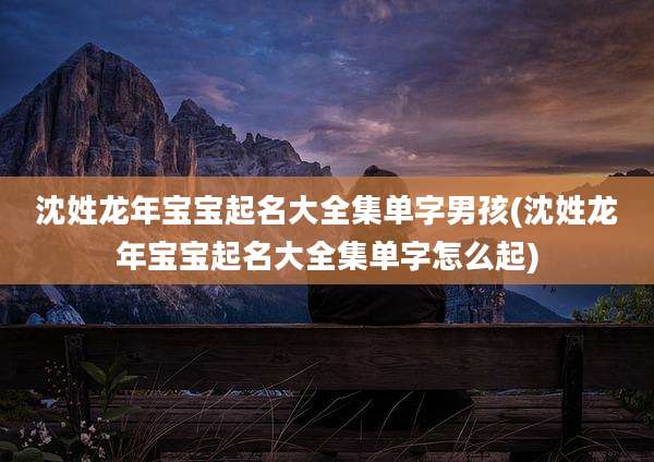 沈姓龙年宝宝起名大全集单字男孩(沈姓龙年宝宝起名大全集单字怎么起)
