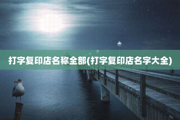 打字复印店名称全部(打字复印店名字大全)