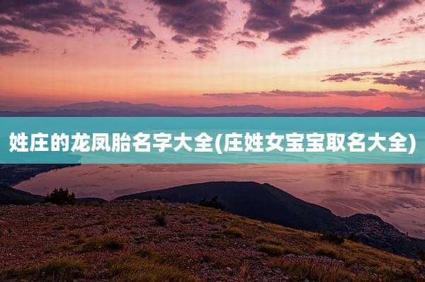 姓庄的龙凤胎名字大全(庄姓女宝宝取名大全)