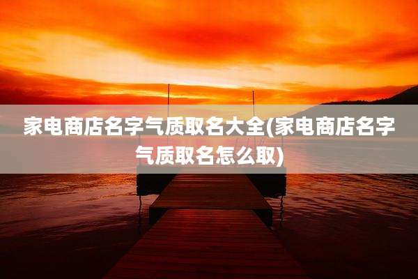 家电商店名字气质取名大全(家电商店名字气质取名怎么取)