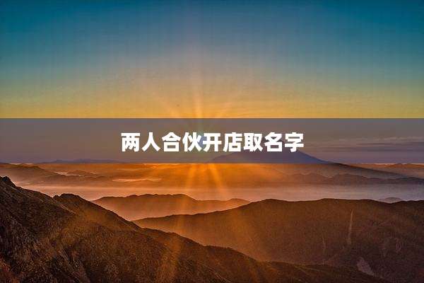 两人合伙开店取名字