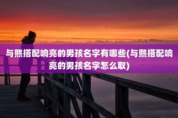 与熙搭配响亮的男孩名字有哪些(与熙搭配响亮的男孩名字怎么取)