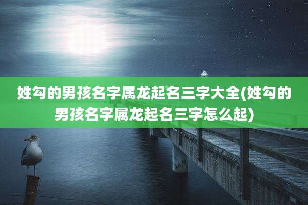 姓勾的男孩名字属龙起名三字大全(姓勾的男孩名字属龙起名三字怎么起)
