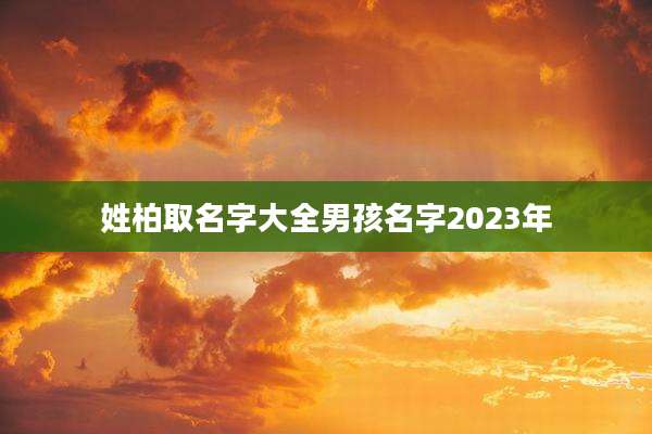 姓柏取名字大全男孩名字2023年