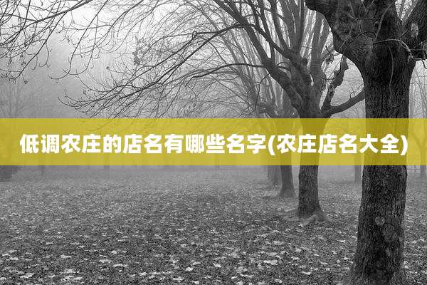 低调农庄的店名有哪些名字(农庄店名大全)