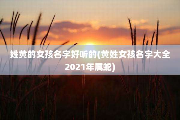 姓黄的女孩名字好听的(黄姓女孩名字大全2021年属蛇)
