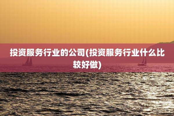 投资服务行业的公司(投资服务行业什么比较好做)