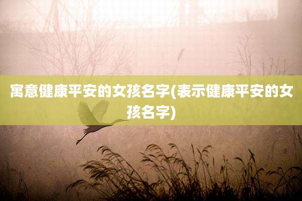 寓意健康平安的女孩名字(表示健康平安的女孩名字)