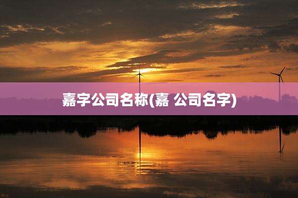 嘉字公司名称(嘉 公司名字)