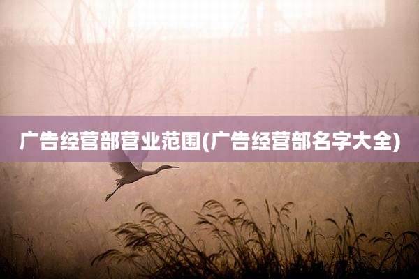 广告经营部营业范围(广告经营部名字大全)