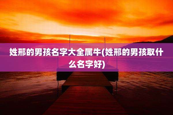 姓邢的男孩名字大全属牛(姓邢的男孩取什么名字好)