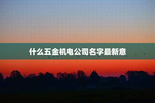 什么五金机电公司名字最新意
