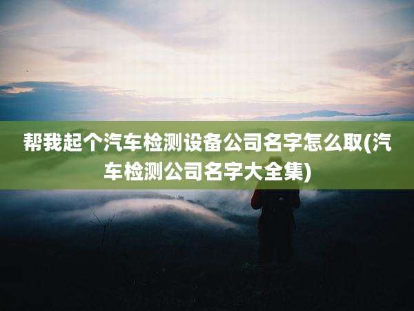 帮我起个汽车检测设备公司名字怎么取(汽车检测公司名字大全集)