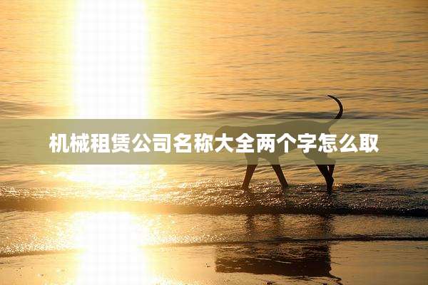 机械租赁公司名称大全两个字怎么取