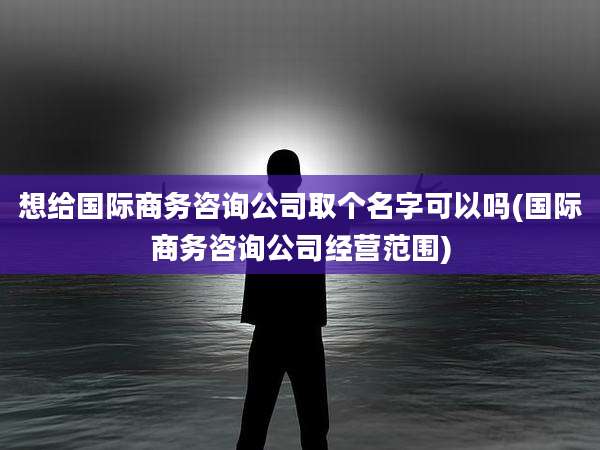想给国际商务咨询公司取个名字可以吗(国际商务咨询公司经营范围)