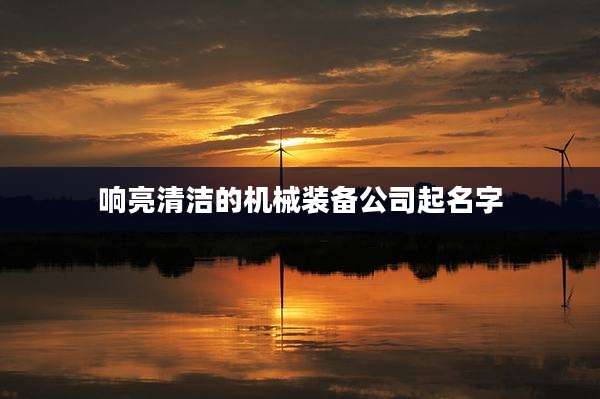 响亮清洁的机械装备公司起名字