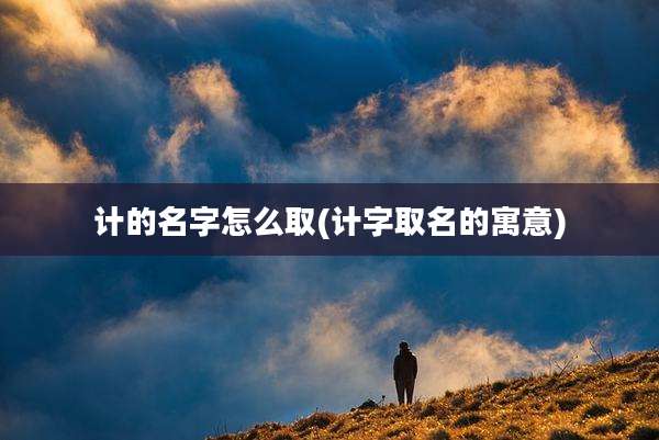 计的名字怎么取(计字取名的寓意)